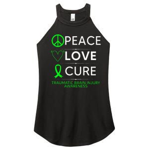 Green Ribbon Peace Cure Traumatic Brain Injury Awareness Women's Perfect Tri Rocker Tank