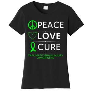 Green Ribbon Peace Cure Traumatic Brain Injury Awareness Women's T-Shirt