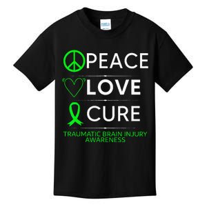 Green Ribbon Peace Cure Traumatic Brain Injury Awareness Kids T-Shirt