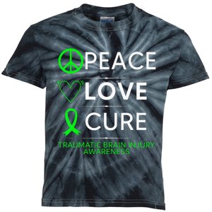 Green Ribbon Peace Cure Traumatic Brain Injury Awareness Kids Tie-Dye T-Shirt