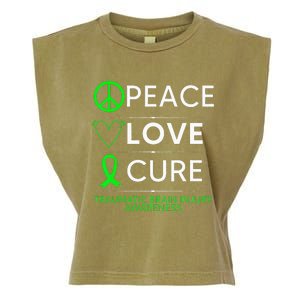 Green Ribbon Peace Cure Traumatic Brain Injury Awareness Garment-Dyed Women's Muscle Tee