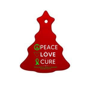 Green Ribbon Peace Cure Traumatic Brain Injury Awareness Ceramic Tree Ornament