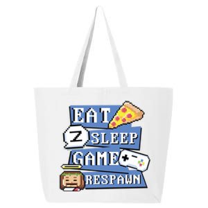 Gamer Routine Pixel Art Eat Sleep Game Respawn Cool Gift 25L Jumbo Tote