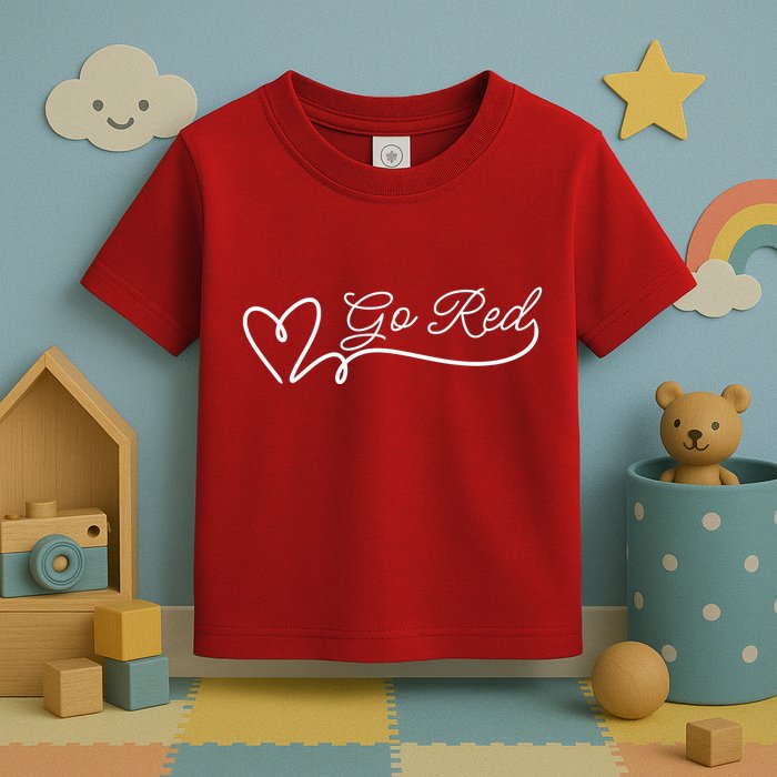 Go Red Pulse Heart Disease Awareness Toddler T-Shirt