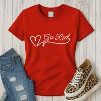 Go Red Pulse Heart Disease Awareness Womens T-Shirt