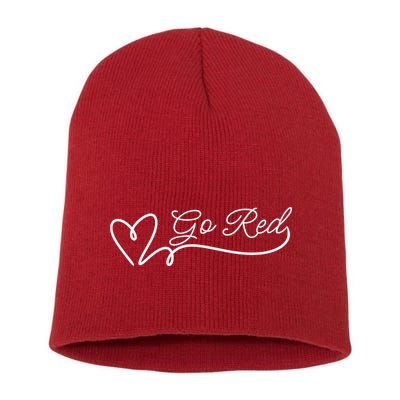 Go Red Pulse Heart Disease Awareness Short Acrylic Beanie