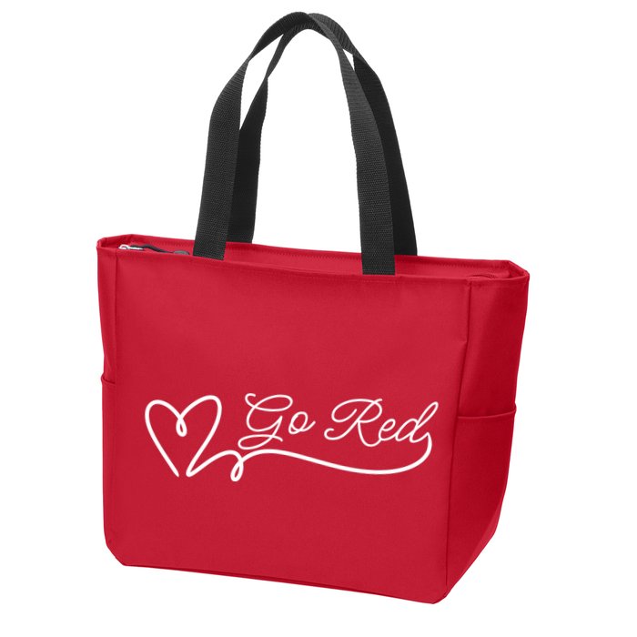 Go Red Pulse Heart Disease Awareness Zip Tote Bag