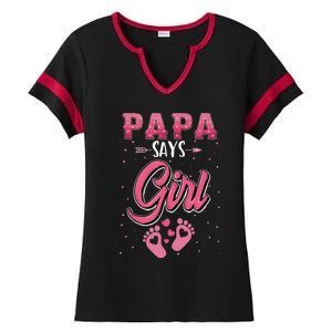 Gender Reveal Papa Says Girl Baby Matching Family Set Ladies Halftime Notch Neck Tee