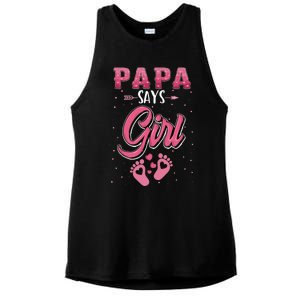 Gender Reveal Papa Says Girl Baby Matching Family Set Ladies PosiCharge Tri-Blend Wicking Tank