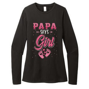 Gender Reveal Papa Says Girl Baby Matching Family Set Womens CVC Long Sleeve Shirt