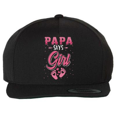 Gender Reveal Papa Says Girl Baby Matching Family Set Wool Snapback Cap