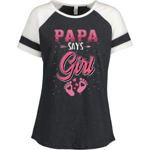 Gender Reveal Papa Says Girl Baby Matching Family Set Enza Ladies Jersey Colorblock Tee