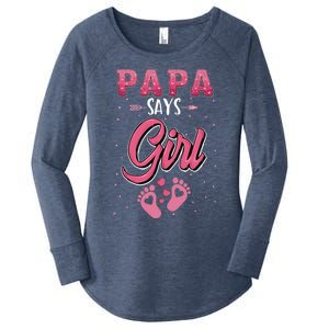 Gender Reveal Papa Says Girl Baby Matching Family Set Women's Perfect Tri Tunic Long Sleeve Shirt