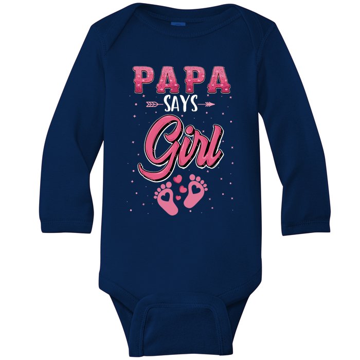 Gender Reveal Papa Says Girl Baby Matching Family Set Baby Long Sleeve Bodysuit