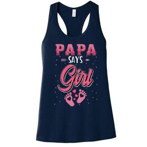 Gender Reveal Papa Says Girl Baby Matching Family Set Women's Racerback Tank