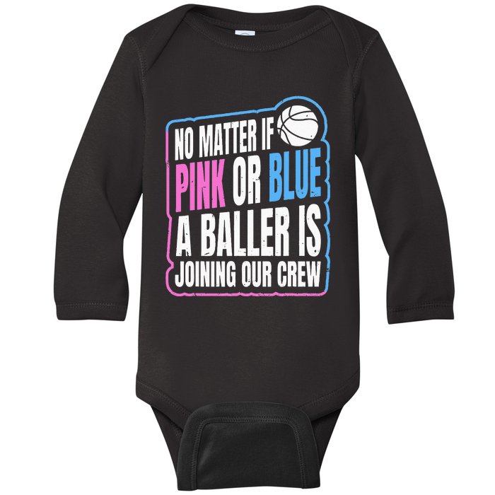 Gender Reveal Party Quote For A Basketball Player Baby Long Sleeve Bodysuit