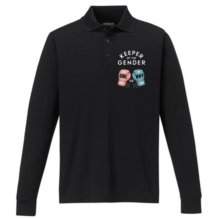 Gender Reveal Party Keeper Of Gender Boxing Performance Long Sleeve Polo