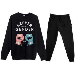 Gender Reveal Party Keeper Of Gender Boxing Premium Crewneck Sweatsuit Set