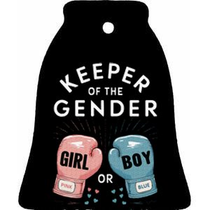 Gender Reveal Party Keeper Of Gender Boxing Ceramic Bell Ornament