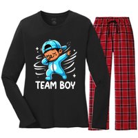 Gender Reveal Party Team Boy Baby Announcement Women's Long Sleeve Flannel Pajama Set 