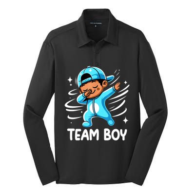 Gender Reveal Party Team Boy Baby Announcement Silk Touch Performance Long Sleeve Polo