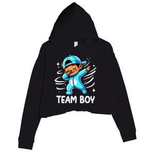 Gender Reveal Party Team Boy Baby Announcement Crop Fleece Hoodie