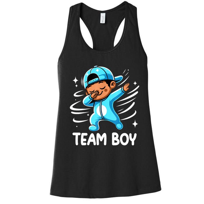 Gender Reveal Party Team Boy Baby Announcement Women's Racerback Tank