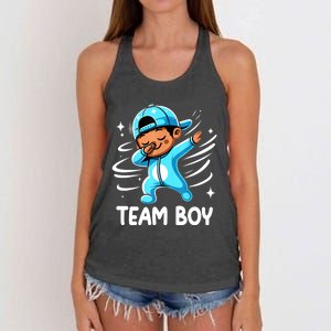 Gender Reveal Party Team Boy Baby Announcement Women's Knotted Racerback Tank