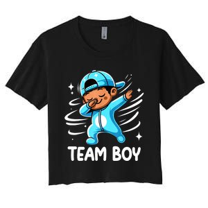 Gender Reveal Party Team Boy Baby Announcement Women's Crop Top Tee