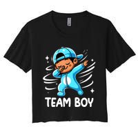 Gender Reveal Party Team Boy Baby Announcement Women's Crop Top Tee