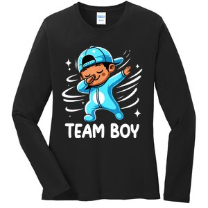 Gender Reveal Party Team Boy Baby Announcement Ladies Long Sleeve Shirt