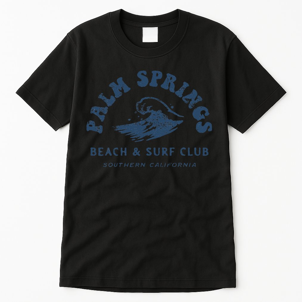 Groovy Retro Palm Springs Beach Surf Club Summer Vacations Tall T-Shirt