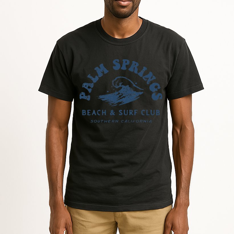Groovy Retro Palm Springs Beach Surf Club Summer Vacations Tall T-Shirt