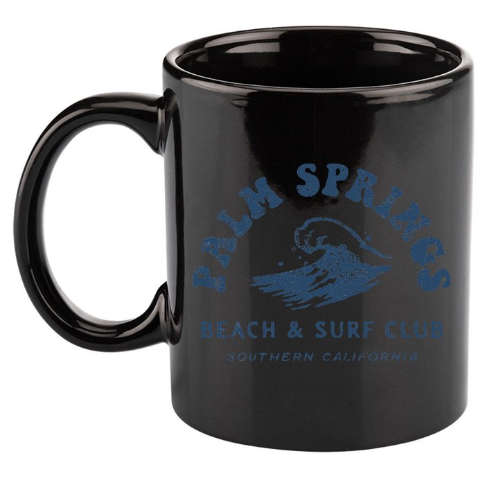 Groovy Retro Palm Springs Beach Surf Club Summer Vacations 11oz C Handle Ceramic Mug
