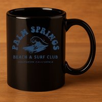 Groovy Retro Palm Springs Beach Surf Club Summer Vacations 11oz C Handle Ceramic Mug