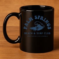 Groovy Retro Palm Springs Beach Surf Club Summer Vacations 11oz C Handle Ceramic Mug