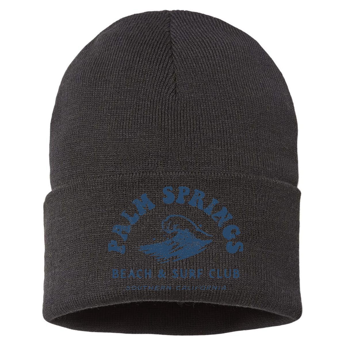 Groovy Retro Palm Springs Beach Surf Club Summer Vacations Sustainable Knit Beanie