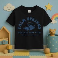 Groovy Retro Palm Springs Beach Surf Club Summer Vacations Toddler T-Shirt