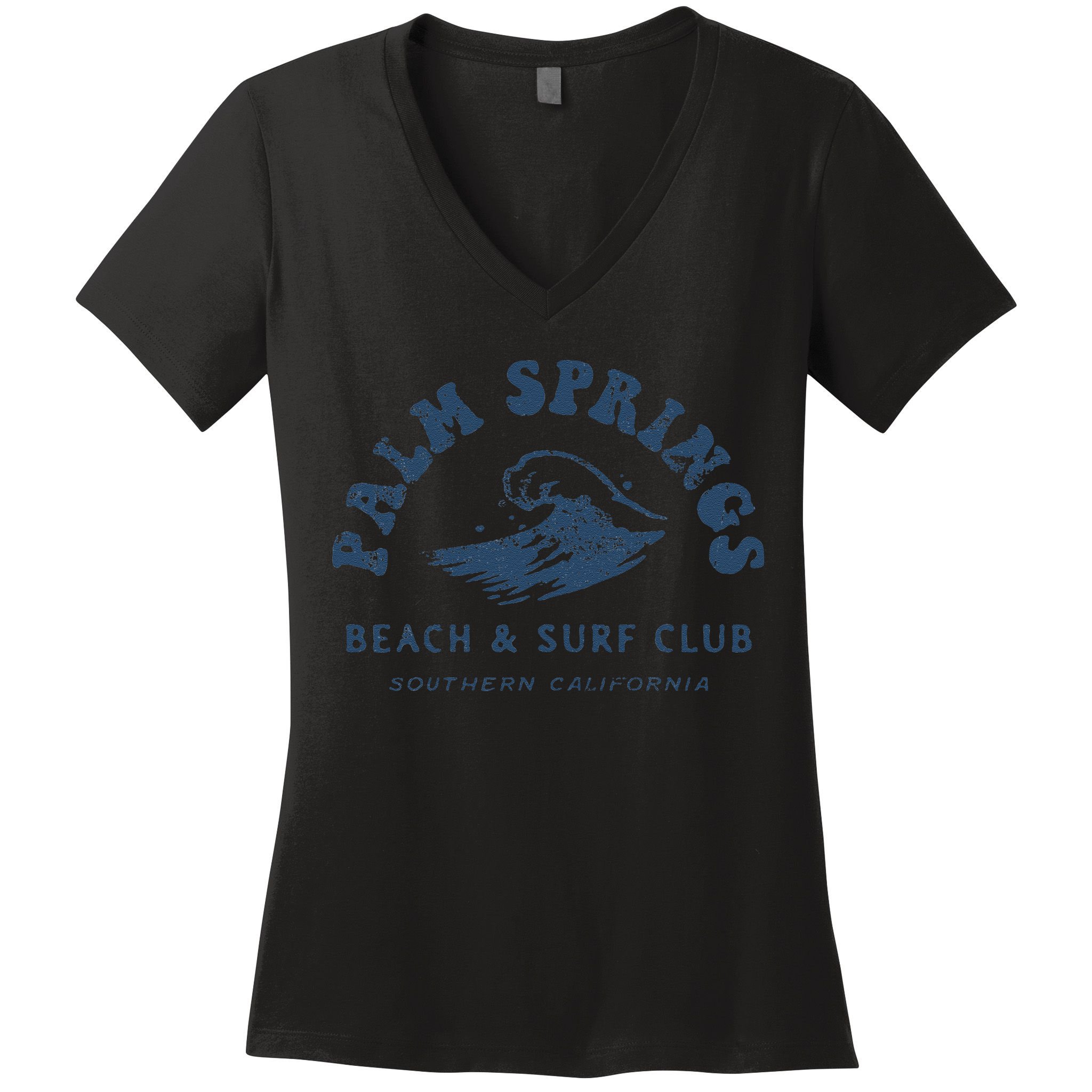 Groovy Retro Palm Springs Beach Surf Club Summer Vacations Women's V-Neck T-Shirt