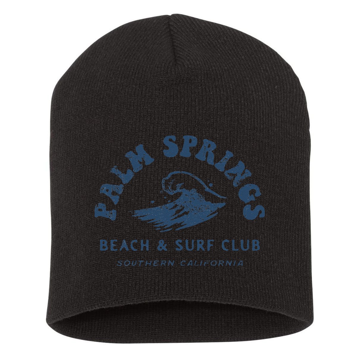 Groovy Retro Palm Springs Beach Surf Club Summer Vacations Short Acrylic Beanie