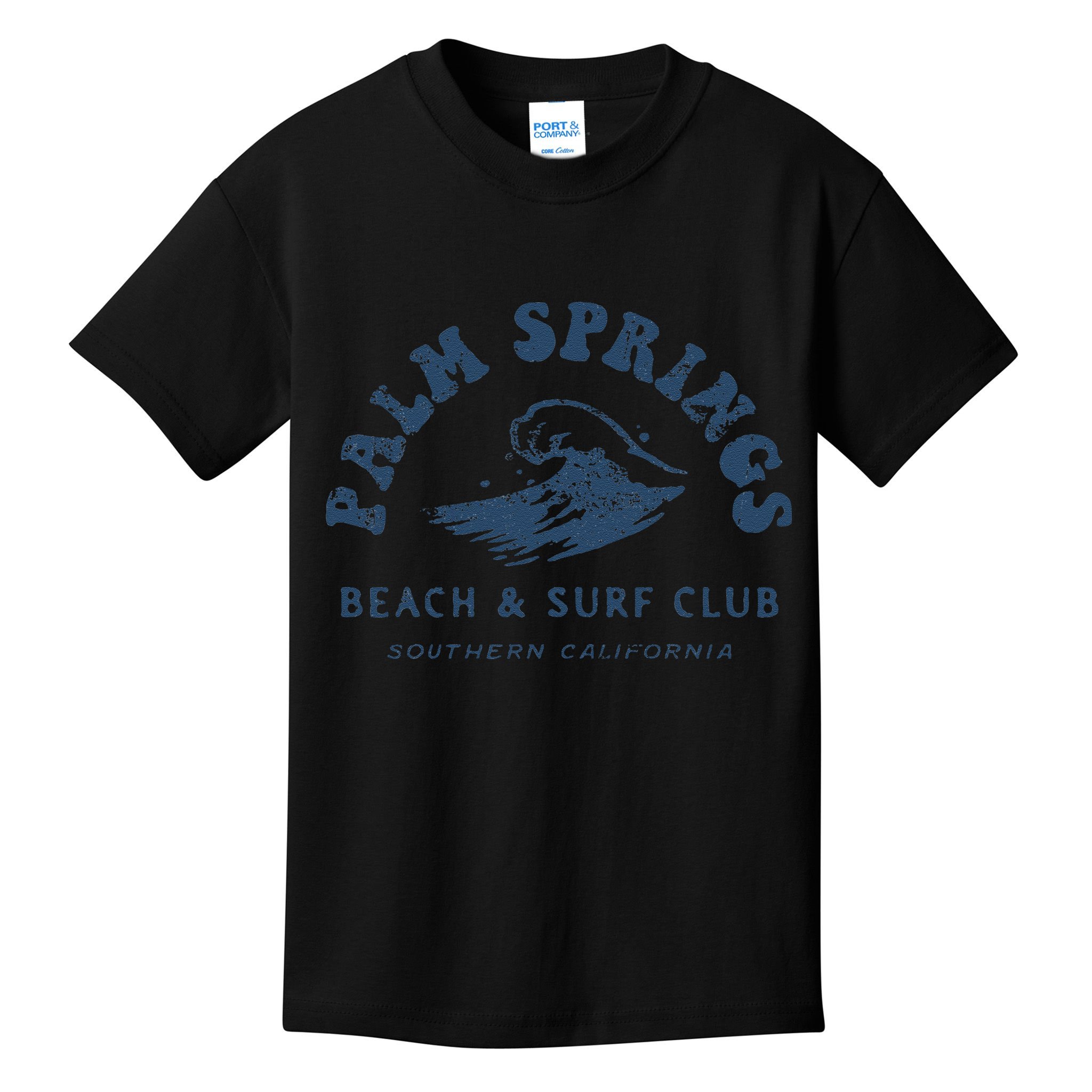 Groovy Retro Palm Springs Beach Surf Club Summer Vacations Kids T-Shirt