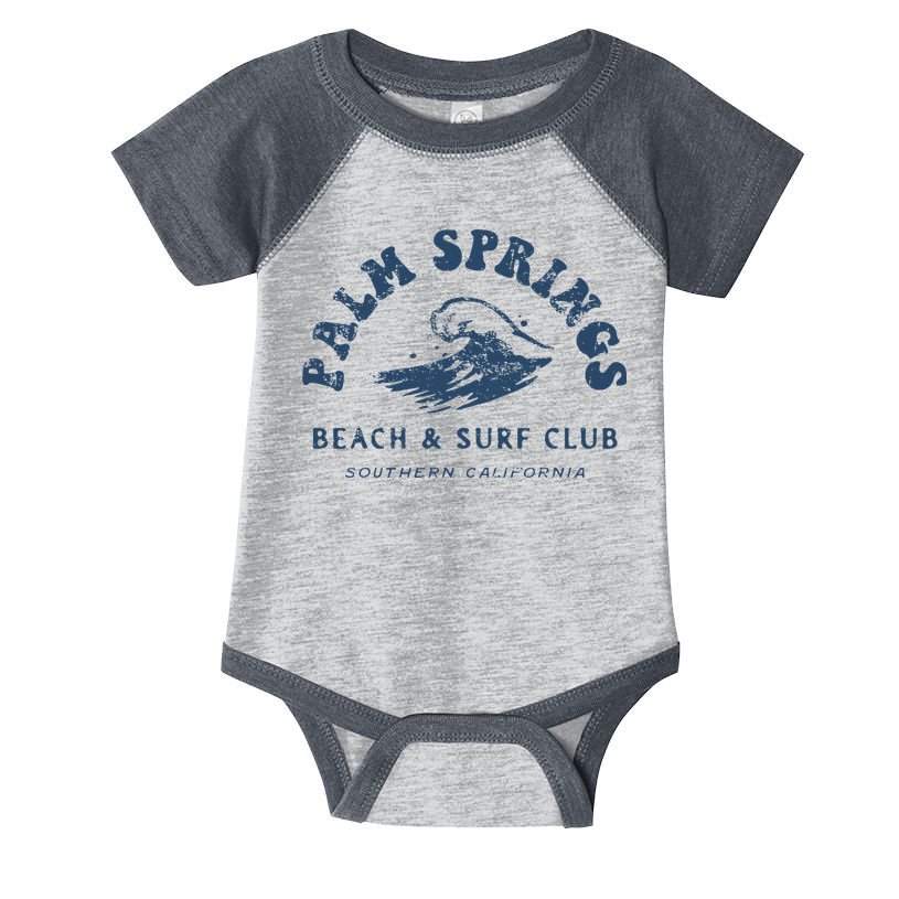 Groovy Retro Palm Springs Beach Surf Club Summer Vacations Infant Baby Jersey Bodysuit