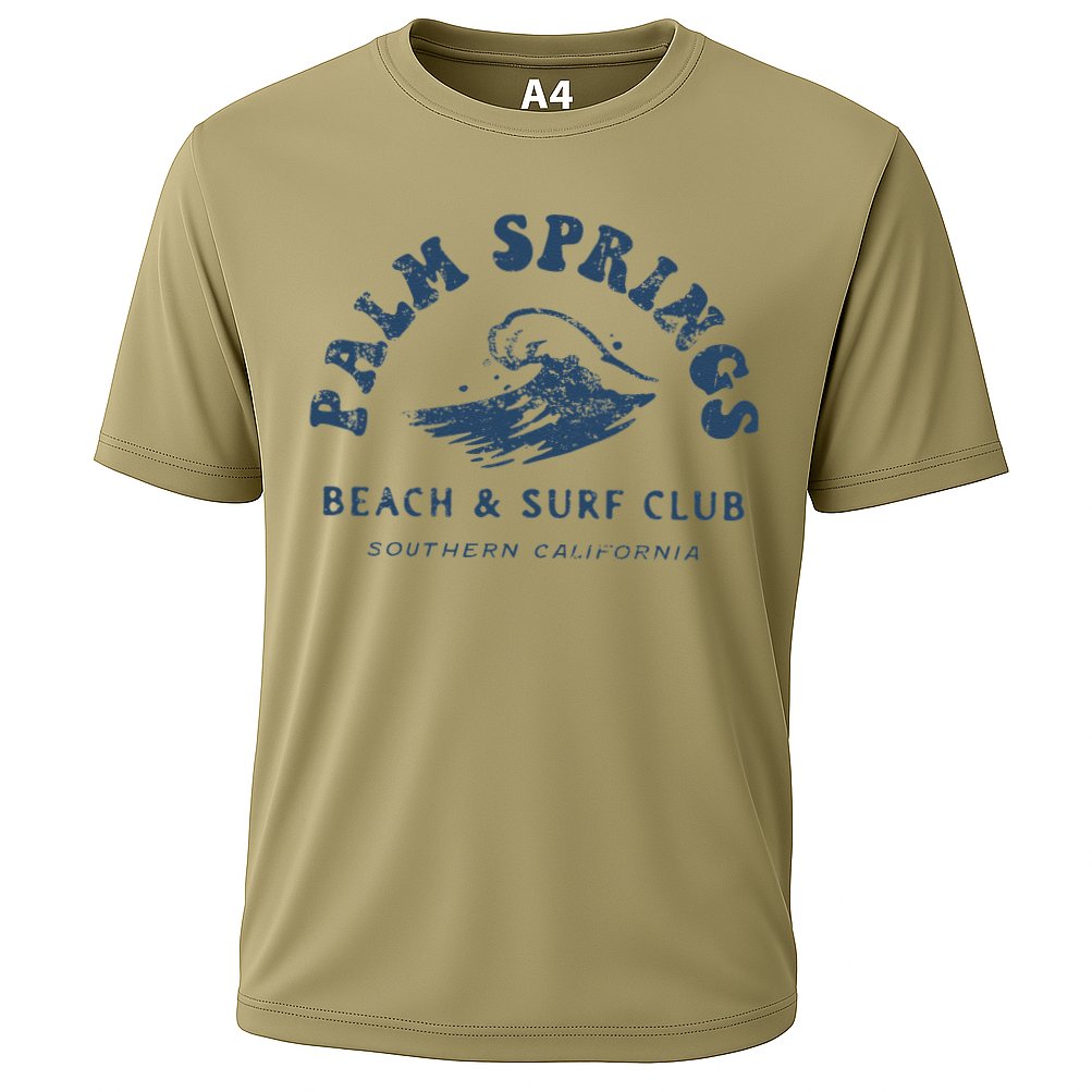 Groovy Retro Palm Springs Beach Surf Club Summer Vacations Performance Shirt