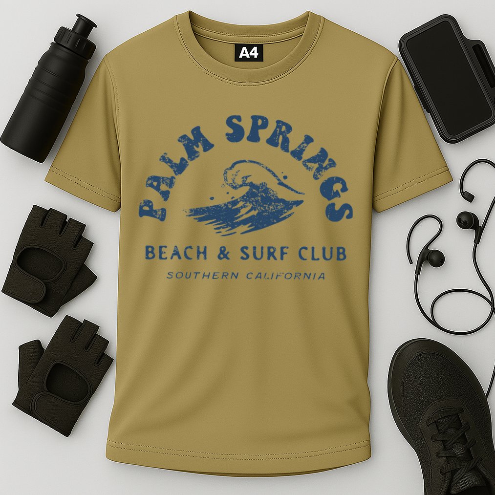 Groovy Retro Palm Springs Beach Surf Club Summer Vacations Performance Shirt
