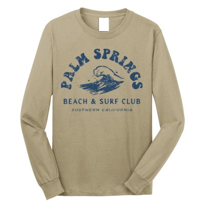 Groovy Retro Palm Springs Beach Surf Club Summer Vacations Long Sleeve Shirt