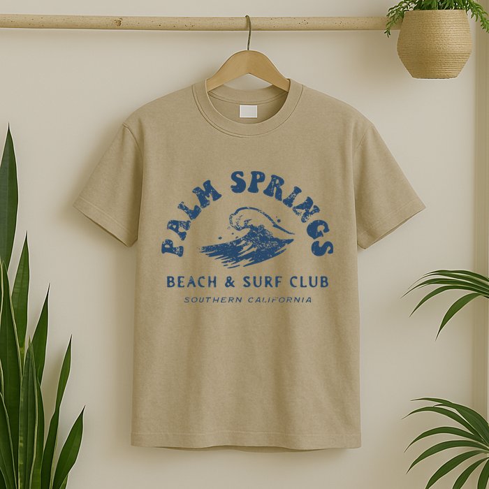 Groovy Retro Palm Springs Beach Surf Club Summer Vacations T-Shirt