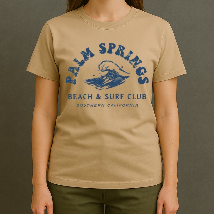 Groovy Retro Palm Springs Beach Surf Club Summer Vacations T-Shirt
