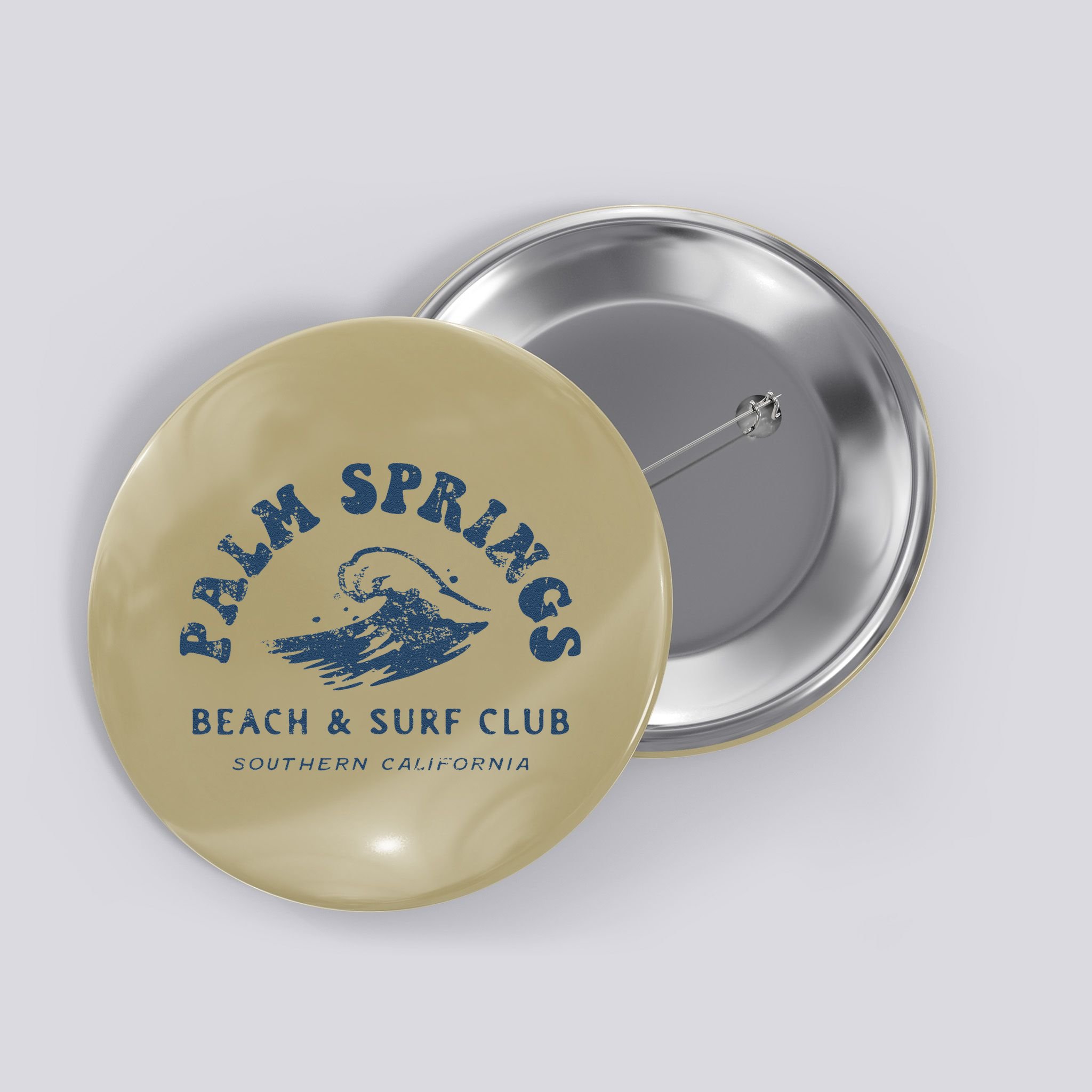 Groovy Retro Palm Springs Beach Surf Club Summer Vacations Button