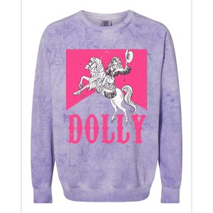 Girl Retro Personalized Dolly Cowgirl First Name Colorblast Crewneck Sweatshirt