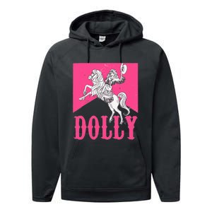 Girl Retro Personalized Dolly Cowgirl First Name Performance Fleece Hoodie